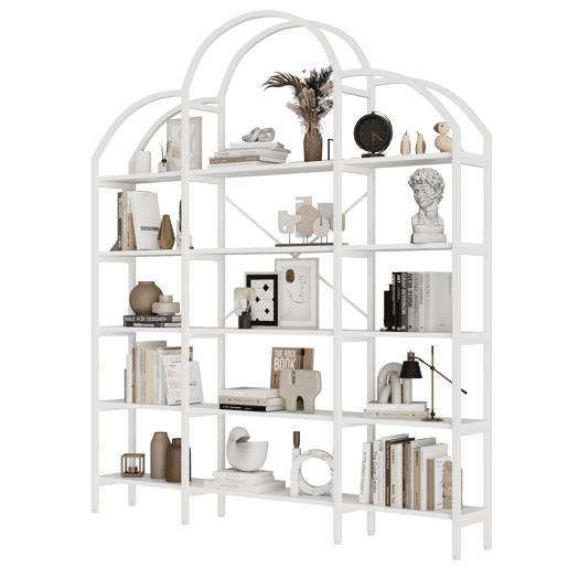 Estante 170x26x190 cm - 5 níveis, design em forma de nuvem, aço e MDF, fácil montagem - Branco