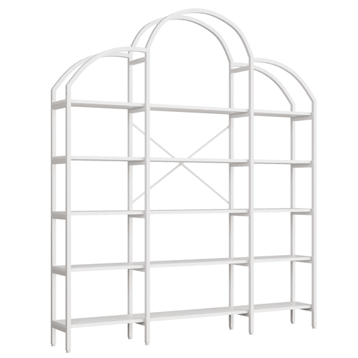 Estante 170x26x190 cm - 5 níveis, design em forma de nuvem, aço e MDF, fácil montagem - Branco