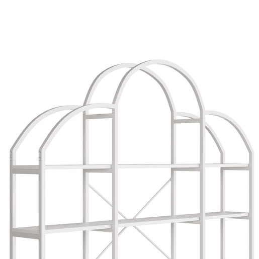 Estante 170x26x190 cm - 5 níveis, design em forma de nuvem, aço e MDF, fácil montagem - Branco