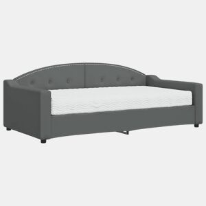 Sofá-cama, Sofá conversível com colchão 90x190 cm tecido cinzento-escuro