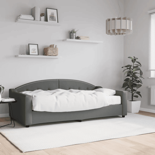 Sofá-cama, Sofá conversível com colchão 90x190 cm tecido cinzento-escuro