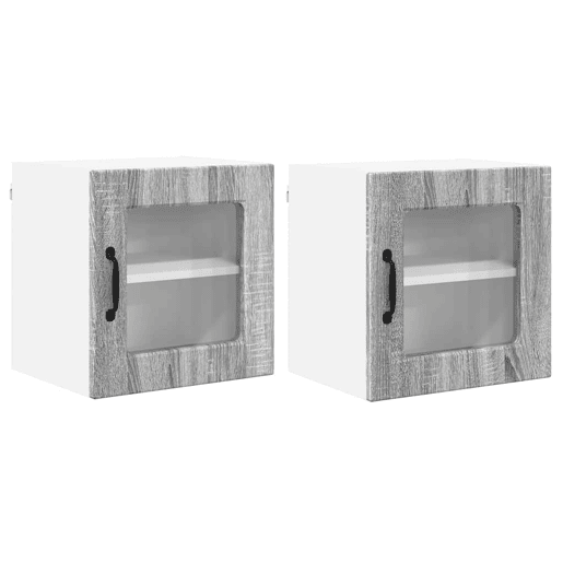 Lote de 2 Armários de cozinha suspendidos - Cozinha modular Colgantes Cinza Sonoma 40 x 31 x 40 cm