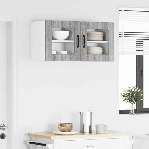Lote de 2 Armários de cozinha suspendidos - Cozinha modular Colgantes Cinza Sonoma 40 x 31 x 40 cm