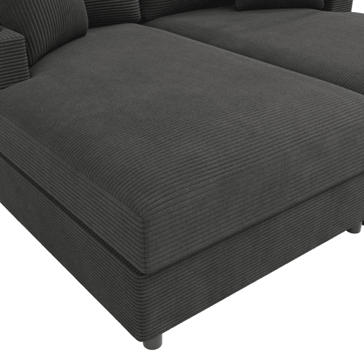 Sofá-cama XXL - Função de cama, superfície almofadada, suporte para telemóvel, USB e porta-copos - Cinza