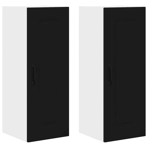 Lote de 2 Armários de cozinha suspendidos - Cozinha modular Colgantes Preto 30 x 31 x 80 cm