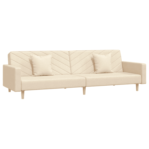 Sofá-cama, Sofá conversível 2 lugares com duas almofadas tecido cor creme Sofá-cama, Sofá conversível 2 lugares com duas almofadas tecido cor creme