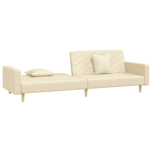 Sofá-cama, Sofá conversível 2 lugares com duas almofadas tecido cor creme Sofá-cama, Sofá conversível 2 lugares com duas almofadas tecido cor creme