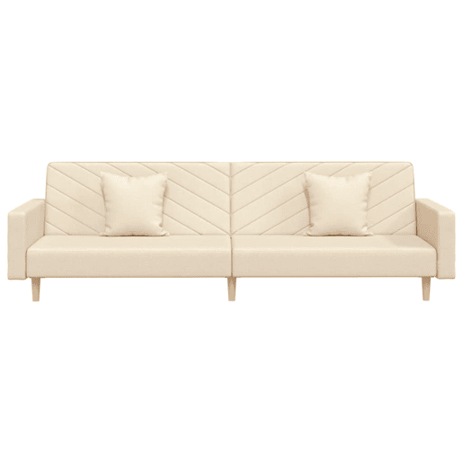 Sofá-cama, Sofá conversível 2 lugares com duas almofadas tecido cor creme Sofá-cama, Sofá conversível 2 lugares com duas almofadas tecido cor creme