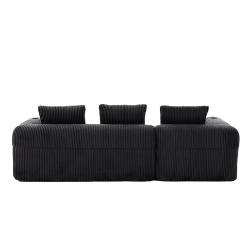 Sofá compacto de 4 lugares - Modular, confortável, com bolso e porta-copos - Cinza escuro