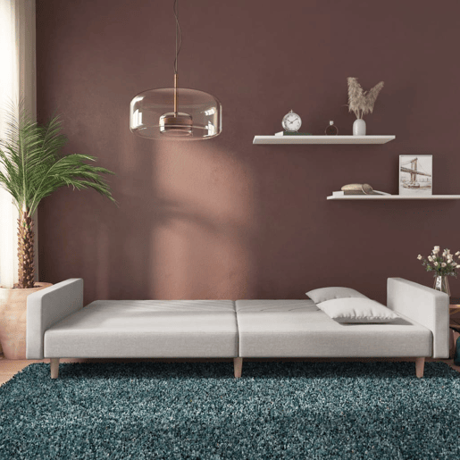 Sofá-cama, Sofá conversível 2 lugares com duas almofadas tecido cinzento-claro