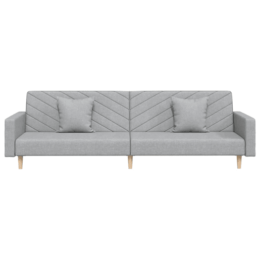 Sofá-cama, Sofá conversível 2 lugares com duas almofadas tecido cinzento-claro