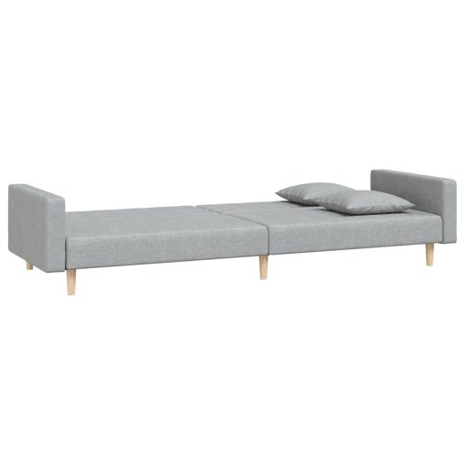 Sofá-cama, Sofá conversível 2 lugares com duas almofadas tecido cinzento-claro