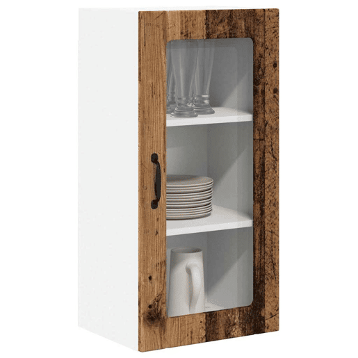 Lote de 2 Armários de cozinha suspendidos - Cozinha modular Colgantes com prateleira Madeira Antiga