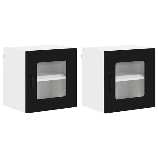 Lote de 2 Armários de cozinha suspendidos - Cozinha modular Colgantes Preto 40 x 31 x 40 cm