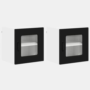 Lote de 2 Armários de cozinha suspendidos - Cozinha modular Colgantes Preto 40 x 31 x 40 cm