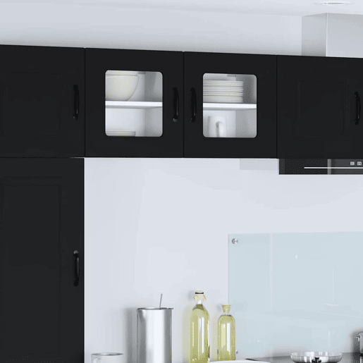Lote de 2 Armários de cozinha suspendidos - Cozinha modular Colgantes Preto 40 x 31 x 40 cm