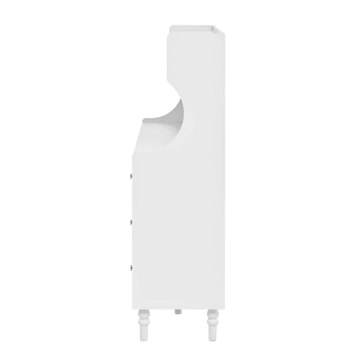 Armário alto com tomadas e gavetas - Móvel bar com suportes para copos de vinho e arrumação - Branco