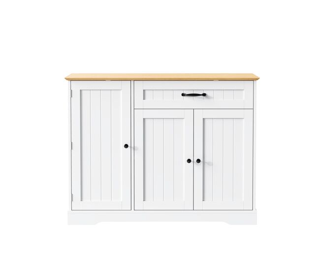 Aparador 3 puertas 1 cajón - moderno y elegante - blanco+natural
