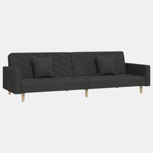 Sofá-cama, Sofá conversível 2 lugares com duas almofadas tecido preto