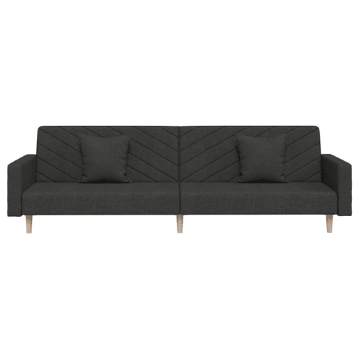 Sofá-cama, Sofá conversível 2 lugares com duas almofadas tecido preto Sofá-cama, Sofá conversível 2 lugares com duas almofadas tecido preto