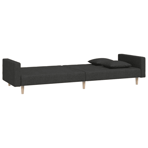 Sofá-cama, Sofá conversível 2 lugares com duas almofadas tecido preto Sofá-cama, Sofá conversível 2 lugares com duas almofadas tecido preto