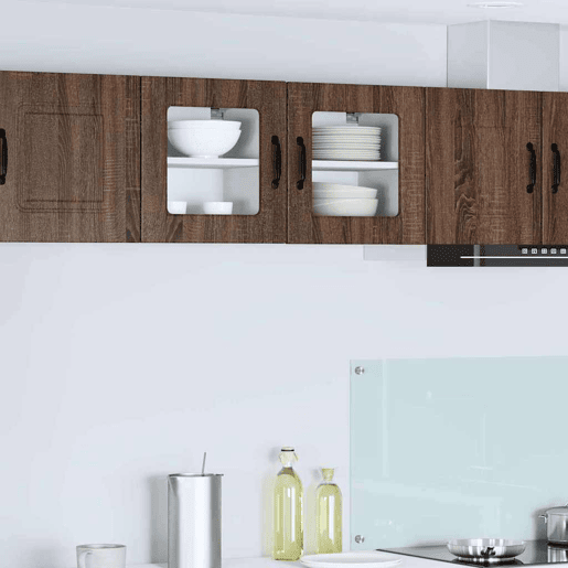 Lote de 2 Armários de cozinha suspendidos - Cozinha modular Colgantes com porta Carvalho Marrom