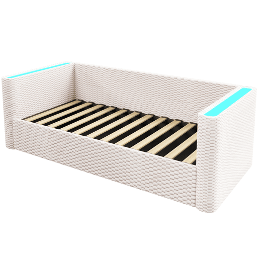 Cama de dia 90x200 cm - com iluminação LED, mecanismo hidráulico de arrumação, sem colchão, bege
