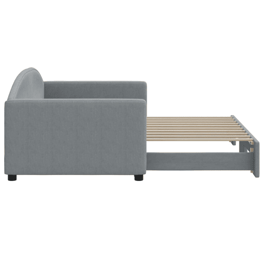 Sofá-cama, Sofá conversível com gavetão 90x190 cm tecido cinzento-claro