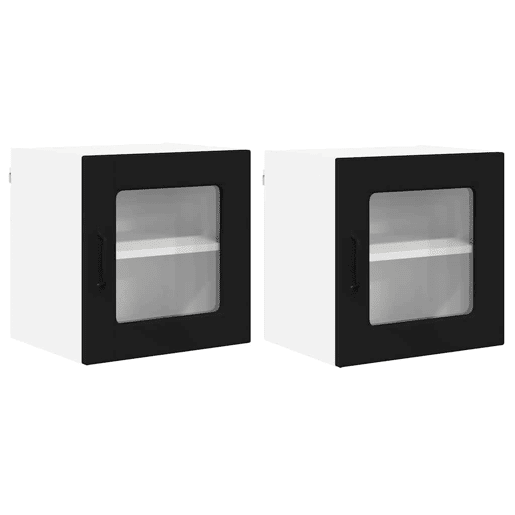 Lote de 2 Armários de cozinha suspendidos - Cozinha modular Colgantes Preto 40 x 31 x 40 cm
