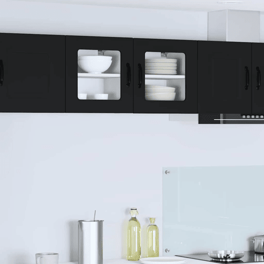 Lote de 2 Armários de cozinha suspendidos - Cozinha modular Colgantes Preto 40 x 31 x 40 cm