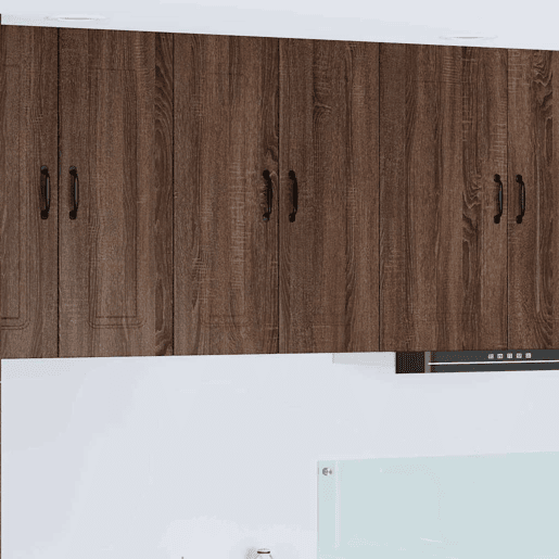 Lote de 2 Armários de cozinha suspendidos - Cozinha modular Colgantes com porta Carvalho Marrom