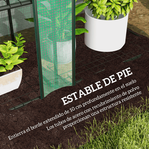Outsunny Estufa Pequena Estufa de Exterior com Prateleiras de 3 Níveis Portas com Fecho de Correr e Estrutura de Aço Estufa para Cultivar Plantas Flores 215x46x151 cm Verde
