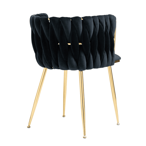Cadeira de jantar para 2 pessoas - luxo moderno, veludo, pernas metálicas douradas - Preto