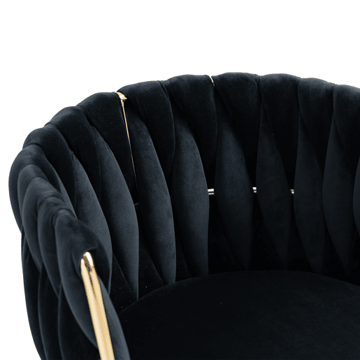 Cadeira de jantar para 2 pessoas - luxo moderno, veludo, pernas metálicas douradas - Preto
