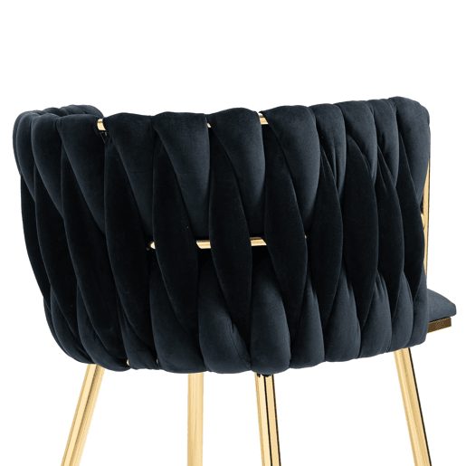 Cadeira de jantar para 2 pessoas - luxo moderno, veludo, pernas metálicas douradas - Preto