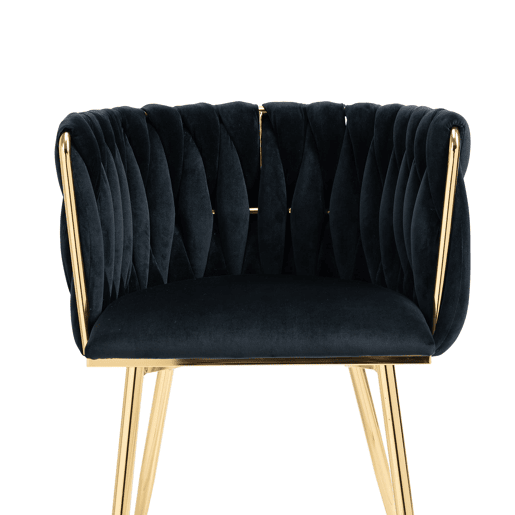Cadeira de jantar para 2 pessoas - luxo moderno, veludo, pernas metálicas douradas - Preto