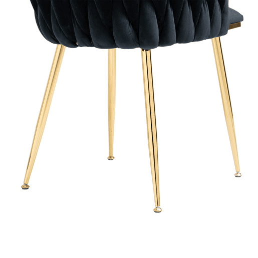 Cadeira de jantar para 2 pessoas - luxo moderno, veludo, pernas metálicas douradas - Preto
