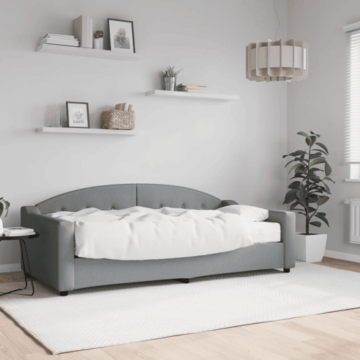 Sofá-cama, Sofá conversível com colchão 90x190 cm tecido cinzento-claro