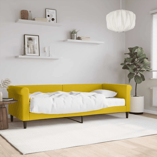 Sofá-cama, Sofá conversível com colchão 80x200 cm veludo amarelo