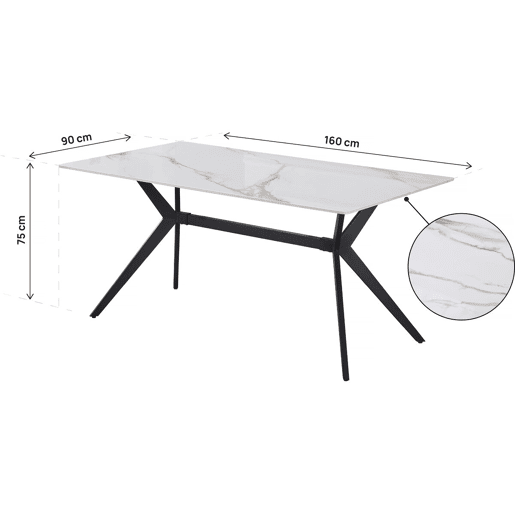 Mesa de jantar em cerâmica Boréal - 4 a 6 pessoas - 160 cm - Branca