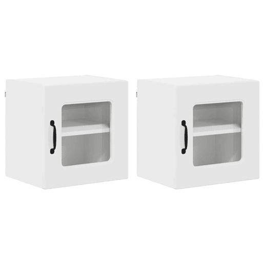 Lote de 2 Armários de cozinha suspendidos - Cozinha modular Colgantes com porta Branco Brilhante
