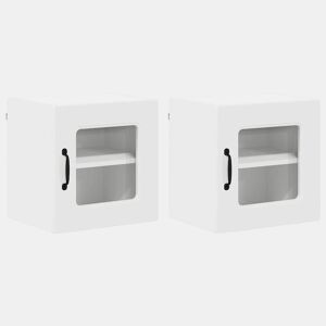 Lote de 2 Armários de cozinha suspendidos - Cozinha modular Colgantes com porta Branco Brilhante