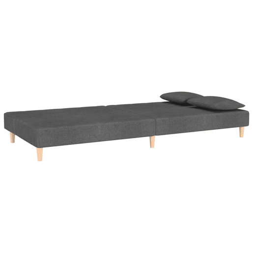 Sofá-cama, Sofá conversível 2 lugares com duas almofadas tecido cinzento-escuro