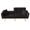 Sofá-cama de 2 lugares - Função reclinável, 3 posições, com porta-copos - Preto