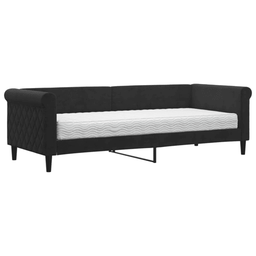 Sofá-cama, Sofá conversível com colchão 80x200 cm veludo preto