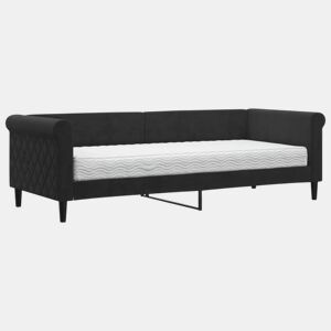 Sofá-cama, Sofá conversível com colchão 80x200 cm veludo preto