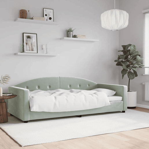 Sofá-cama, Sofá conversível 90x200 cm veludo cinzento-claro