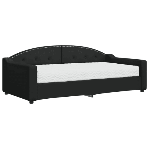 Sofá-cama, Sofá conversível com colchão 90x190 cm tecido preto