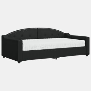 Sofá-cama, Sofá conversível com colchão 90x190 cm tecido preto