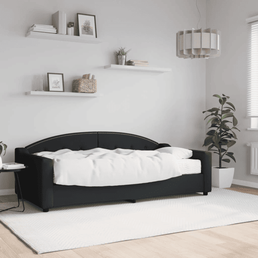 Sofá-cama, Sofá conversível com colchão 90x190 cm tecido preto